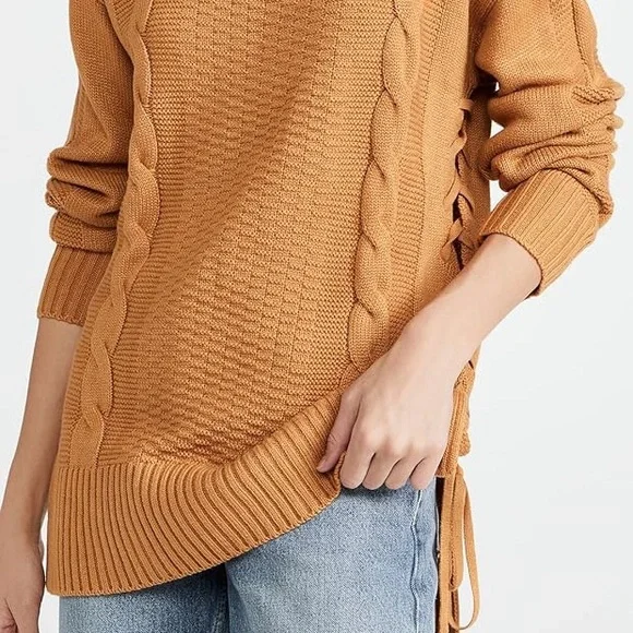 WAYF Dani Side Lace-up Sweater In Camel - Picture 2 of 8